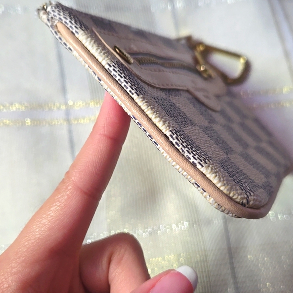 White & Grey Damier Azur Checkered Key Pouch - Picture 8 of 15